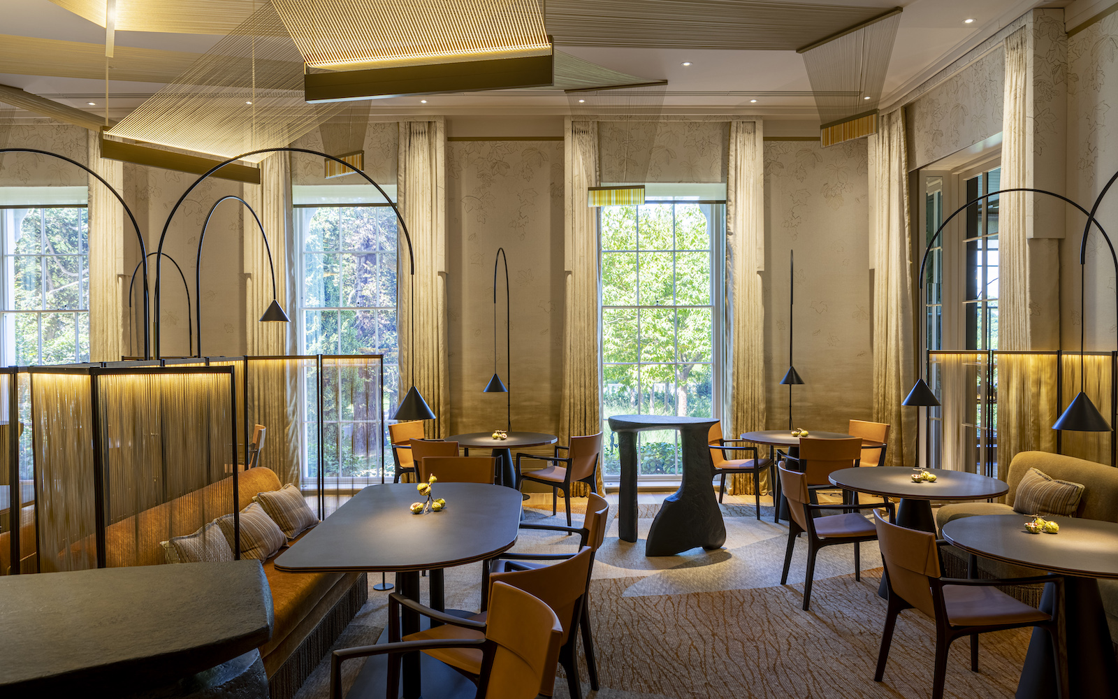 Autumnal interior design scheme inside Woven by Adam Smith inside Coworth Park