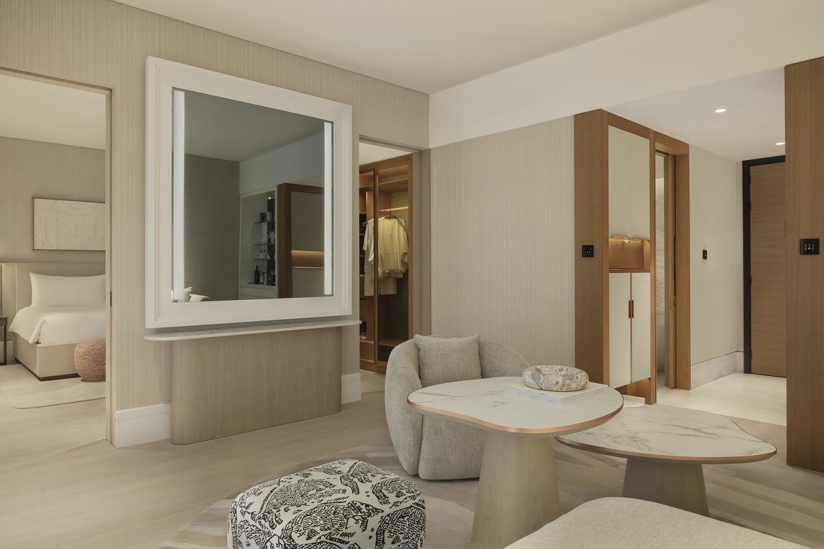 cream and white interior of Delano dubai suite