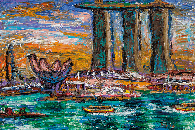 Ho Kah Leong, Marina Bay Sands, Acrylic on Canvas, 61 x 91 cm, 2014