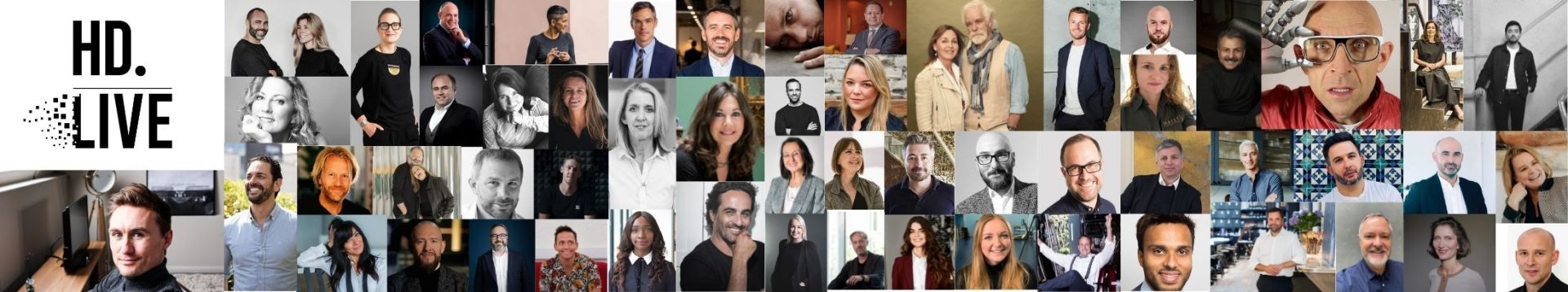 A collage of the designers, architects and hospitality experts, from all corners of the globe, who participated as Hotel Designs LIVE speakers.