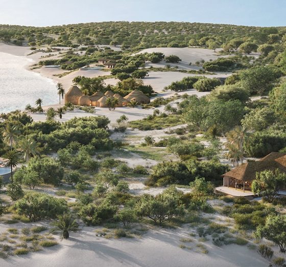 render of beach-front bungalows