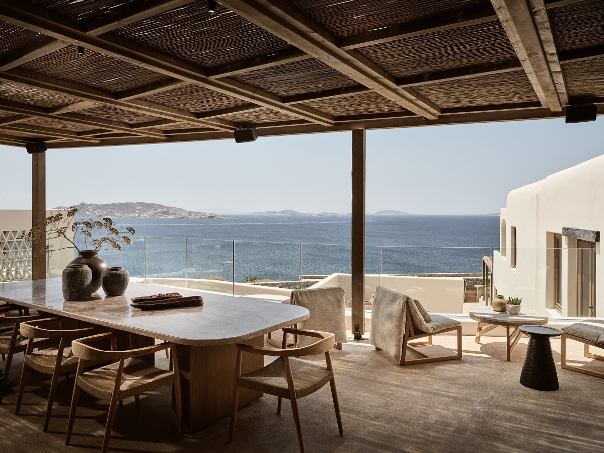 Outdoor Lobby inside Domes Noruz Mykonos