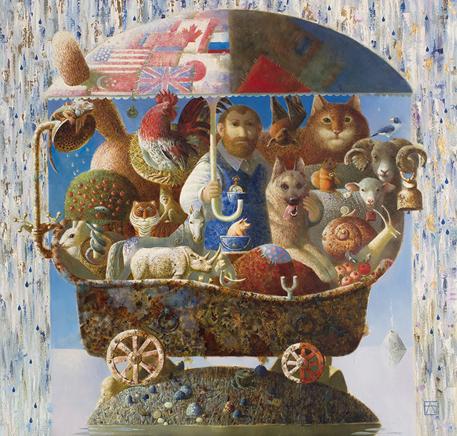 Anna Berezovskaya, Noah’s Ark, 110 x 110 cm, Oil on canvas