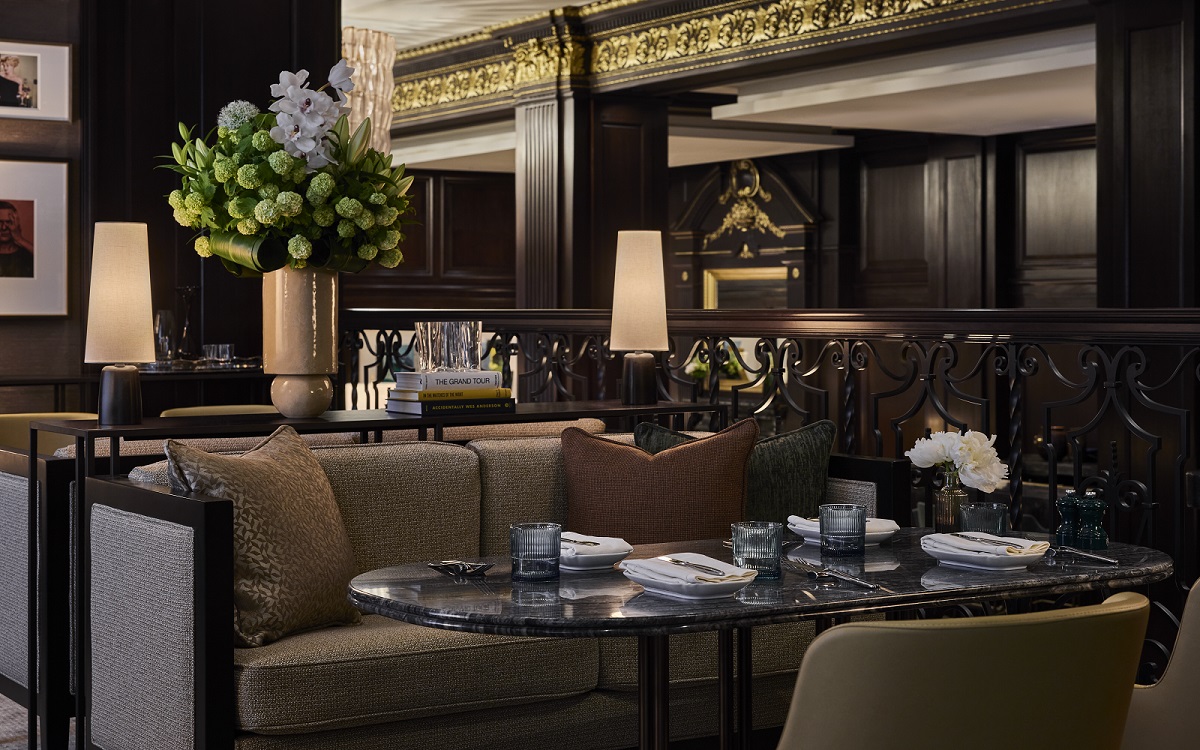 dark wood panelling and traditional design details in rosewood hotel Georgia