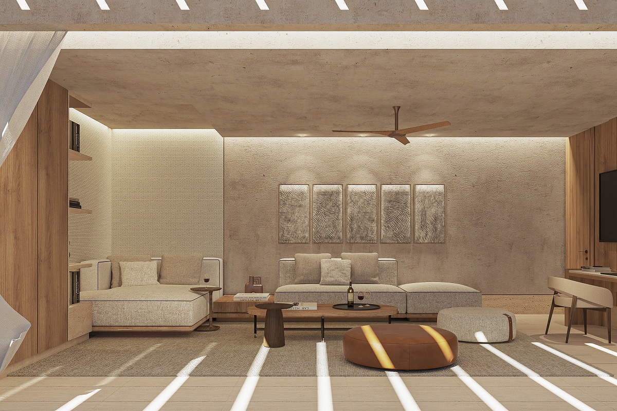 render of seating in terrace area of The St. Regis, Costa Mujeres