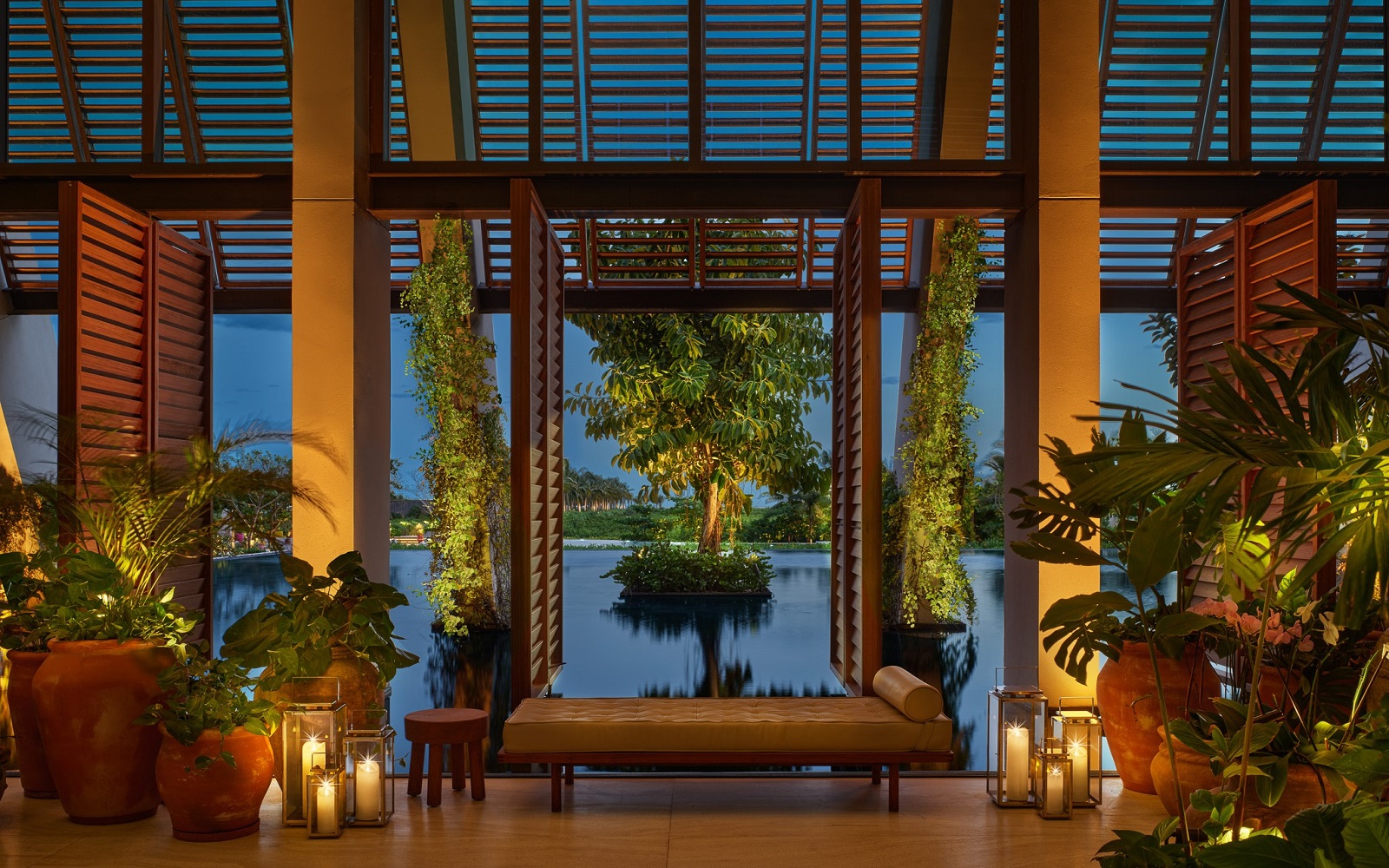 framed seat with plants at The Riviera Maya EDITION