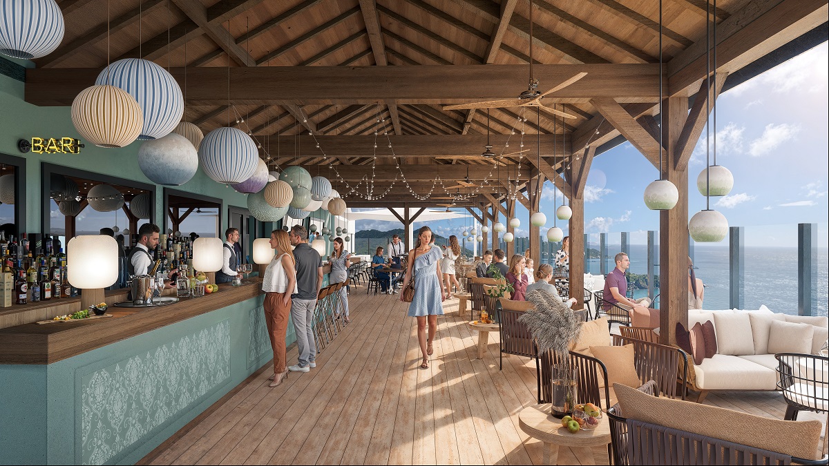 render of outdoor bar and deck at The Whimsy MGallery Accor