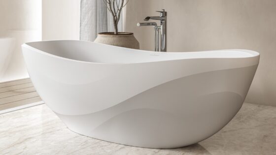 Seros bath from victoria +albert with sculptural exterior surface